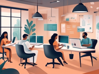 Create an image of a serene, professional office setting where a team of diverse individuals is collaboratively working on drafting a privacy policy for an online store. The scene should include laptops, legal documents, charts, and a whiteboard with key privacy policy elements highlighted. The mood should be focused and cooperative, emphasizing the importance of data protection and customer trust.