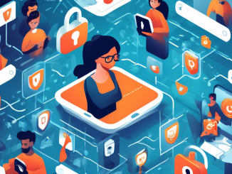 A digital illustration showcasing various effective strategies for online privacy protection. The image features individuals using strong passwords, encrypting their data, utilizing VPNs, enabling two-factor authentication, and being cautious about sharing personal information on social media. The background includes icons representing cybersecurity elements such as secure locks, shield symbols, and secure connections. The overall theme conveys a sense of security and vigilance in the digital world.