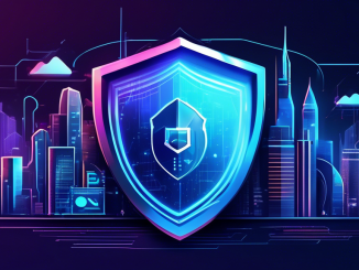 Create an image of a futuristic web browser interface with a strong shield icon prominently featured, symbolizing top-notch data protection. The background shows a sleek, modern cityscape filled with technology, while bright lines of data flow securely through the shield, representing privacy and security. Label the interface as 'Epic Privacy Browser' to highlight its focus on safeguarding user data.