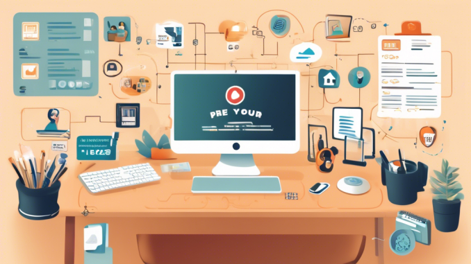 Create an image showcasing a serene home office environment with a computer screen displaying various websites and social media platforms. On the desk, there are hands typing on the keyboard and a checklist titled How to Remove Your Personal Information Online with items being checked off. Surrounding the scene are icons of locks, privacy symbols, and digital erasers, symbolizing data protection and privacy. Make sure the overall atmosphere is calm and focused, emphasizing the importance of digital security and personal information management.